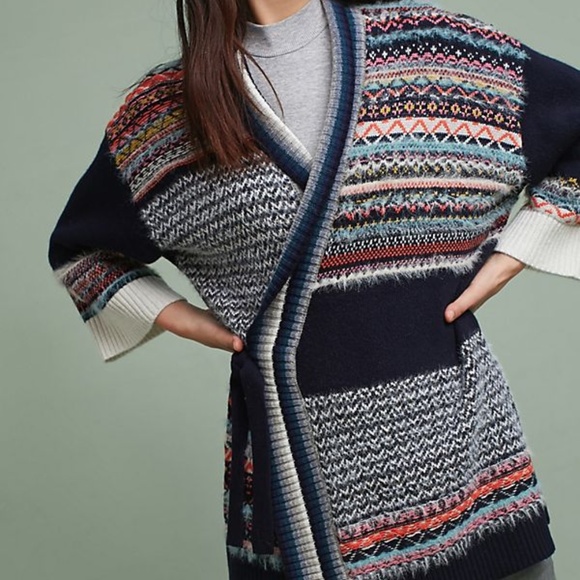 NWT🌸Anthropologie Mixed-Stitch Cardigan XS/S - Picture 4 of 4